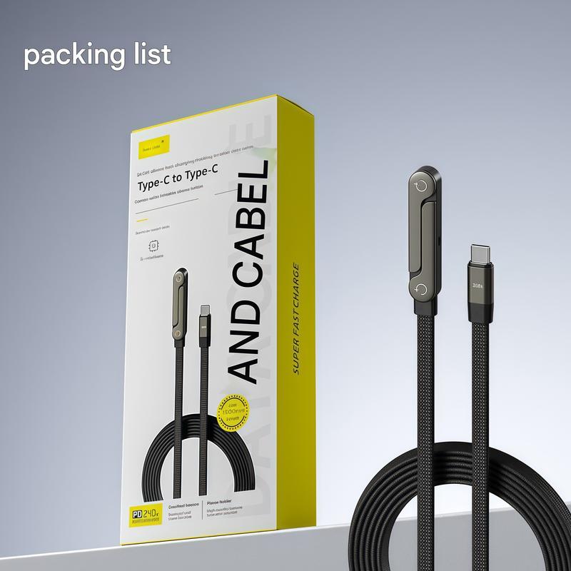 basemo 240W 2-in-1 Fast Charging Cable with Built-In Invisible Stand (Black)